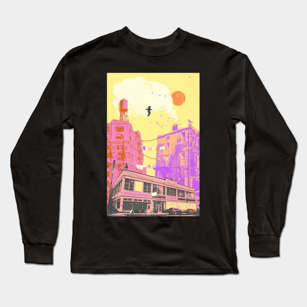 VINTAGE BUILDINGS Long Sleeve T-Shirt by Showdeer